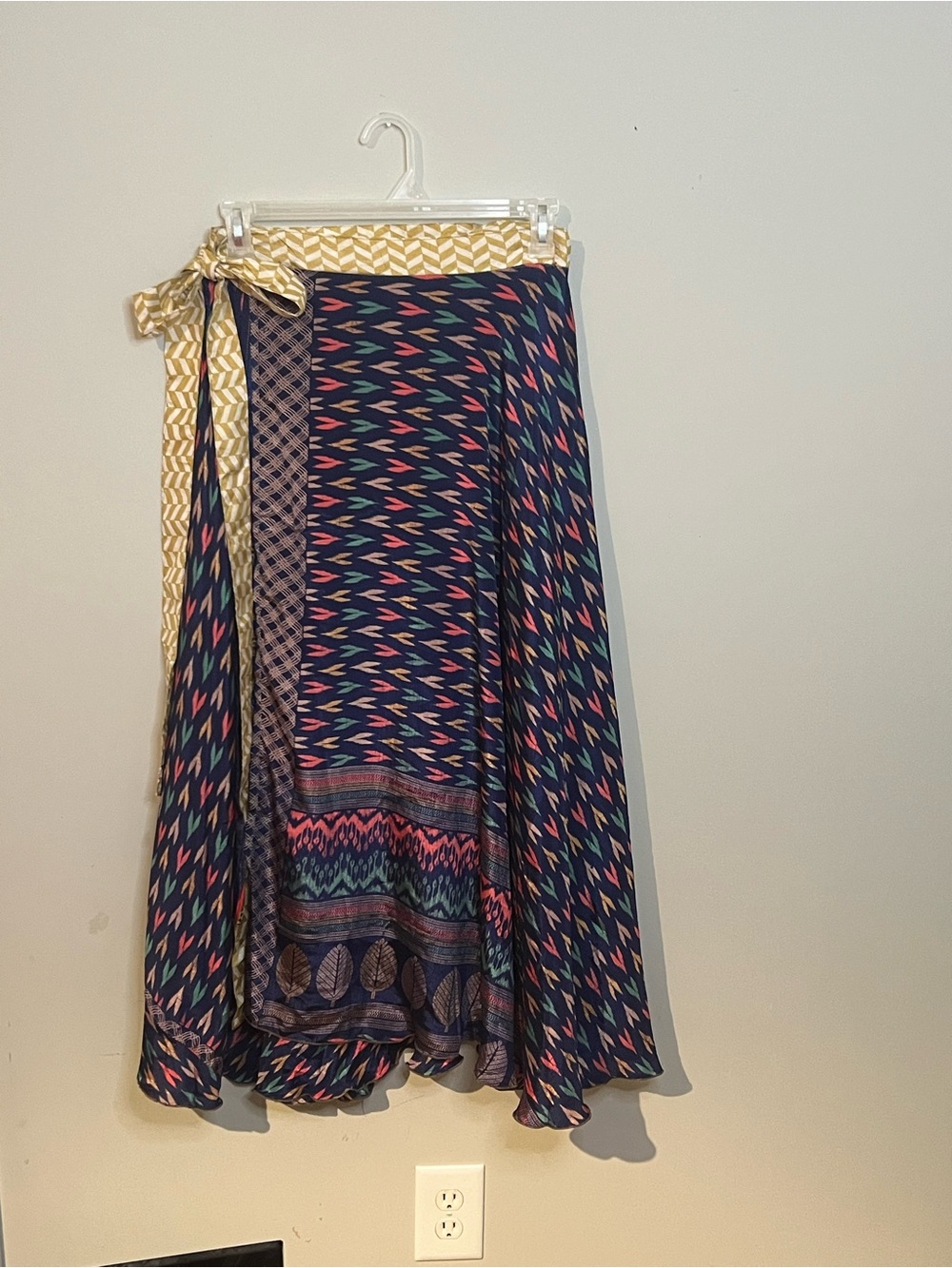 Jaded Gypsy Womens Navy Multicolor Patterned Wrap Skirt Reversible